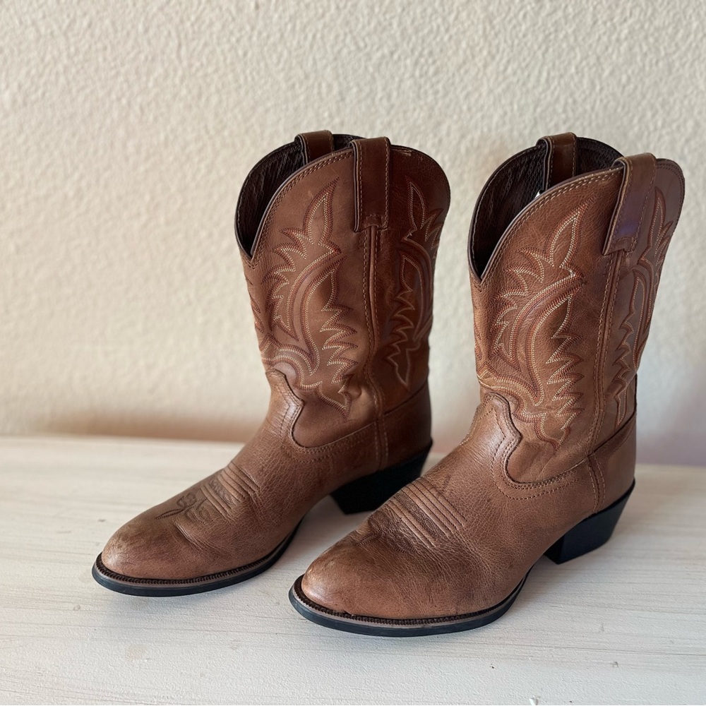 Tony lama brown leather cowboy boots 11.5
